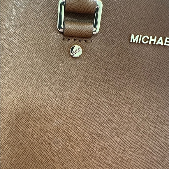 Michael Kors Selma Saffiano Leather Medium Satchel in Cognac - Picture 8 of 8